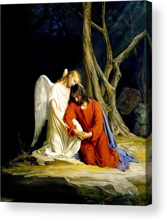 Carl Bloch Acrylic Print featuring the painting Gethsemane by Carl Bloch