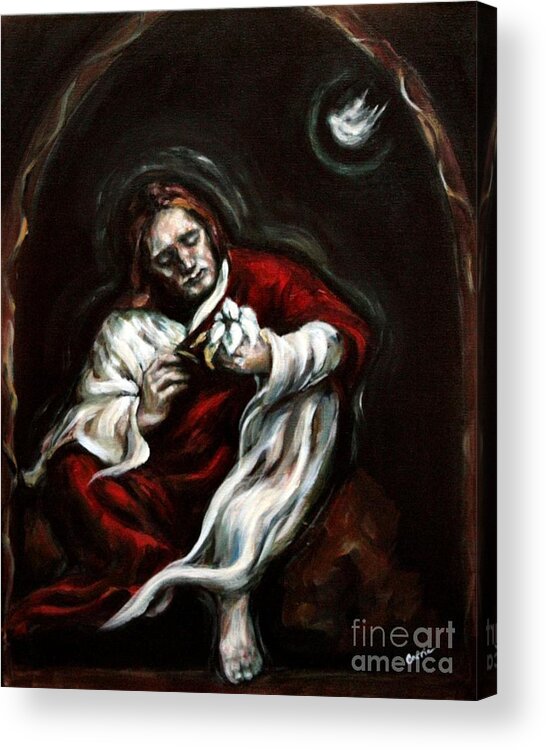 Jesus Acrylic Print featuring the painting Gethsemane by Carrie Joy Byrnes