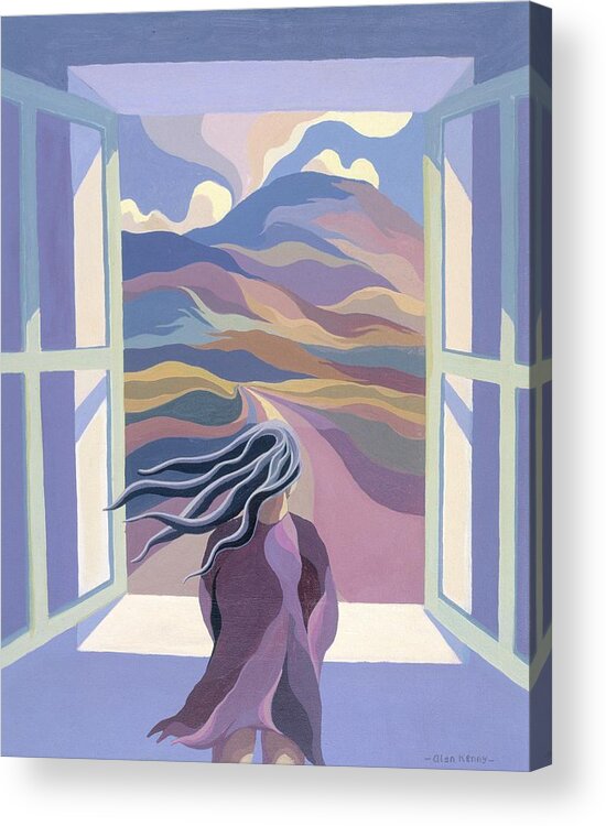 Girl Acrylic Print featuring the painting Girl by window by Alan Kenny