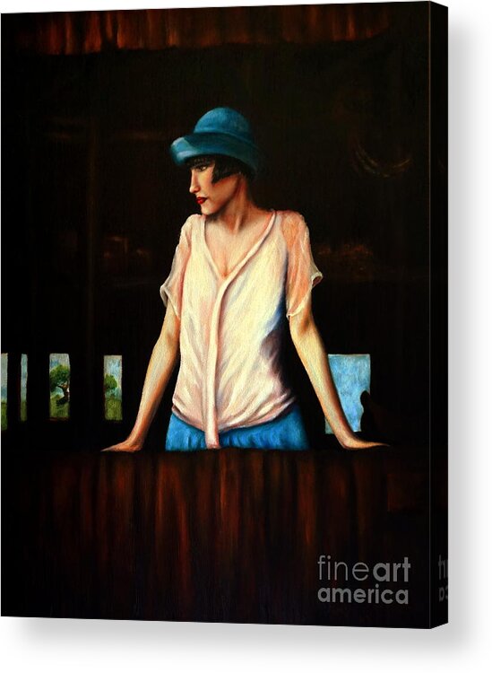 Adult Acrylic Print featuring the painting Girl In A Barn by Georgia Doyle