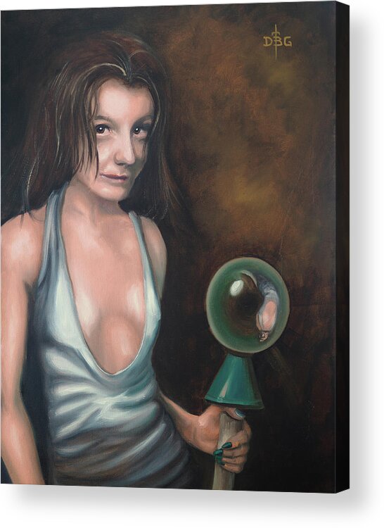 Sorceress Acrylic Print featuring the painting Girl in the Glass by David Bader