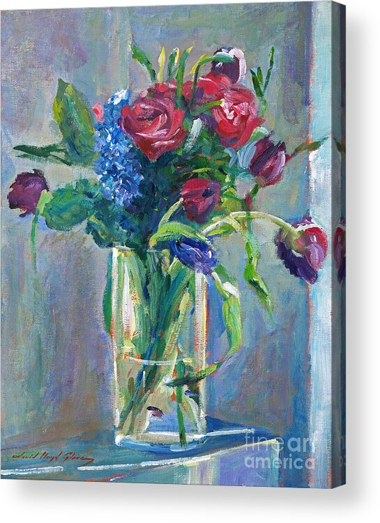 Still Life Acrylic Print featuring the painting Glass Vase on Sill by David Lloyd Glover
