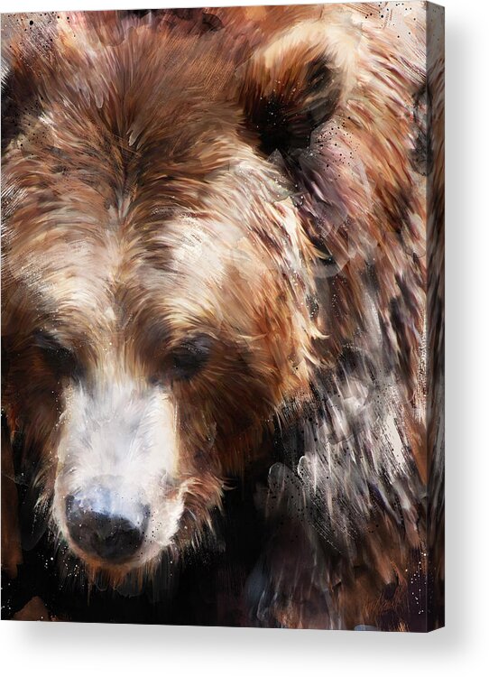 Bear Acrylic Print featuring the painting Bear // Gold by Amy Hamilton