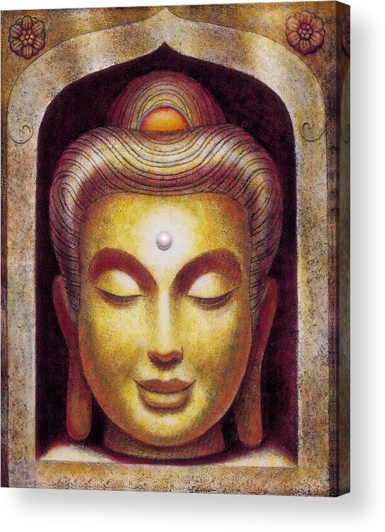 Buddha Acrylic Print featuring the painting Golden Buddha by Sue Halstenberg