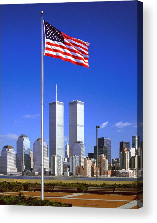 Twin Towers Acrylic Print featuring the photograph Gone But Not Forgotten by Larry Landolfi