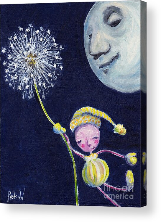 Moon Acrylic Print featuring the painting Goodnight Moon by Robin Wiesneth