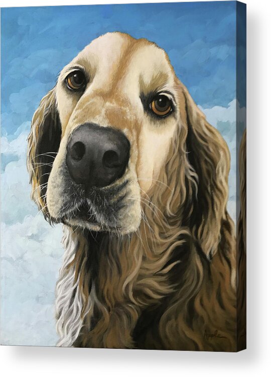 Dog Art Acrylic Print featuring the painting Gracie - Golden Retriever dog portrait by Linda Apple