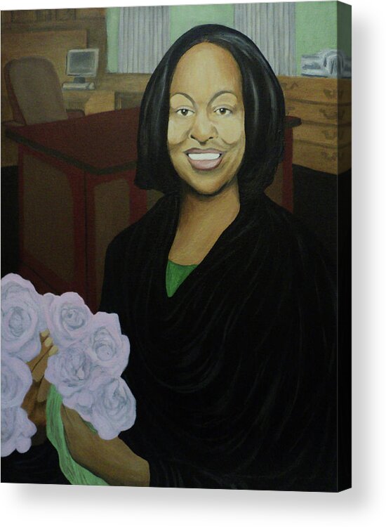 Black Acrylic Print featuring the painting Graduate Beauty by Angelo Thomas