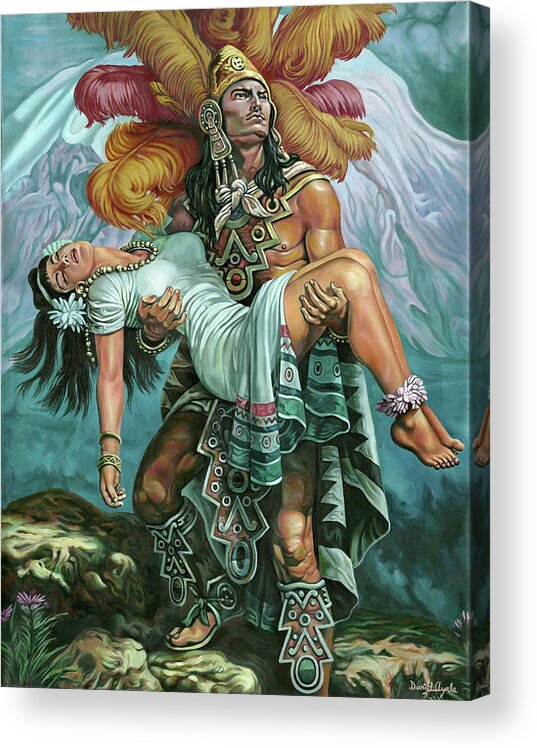 Indian Acrylic Print featuring the painting Grandeza Azteca by Daniel Ayala