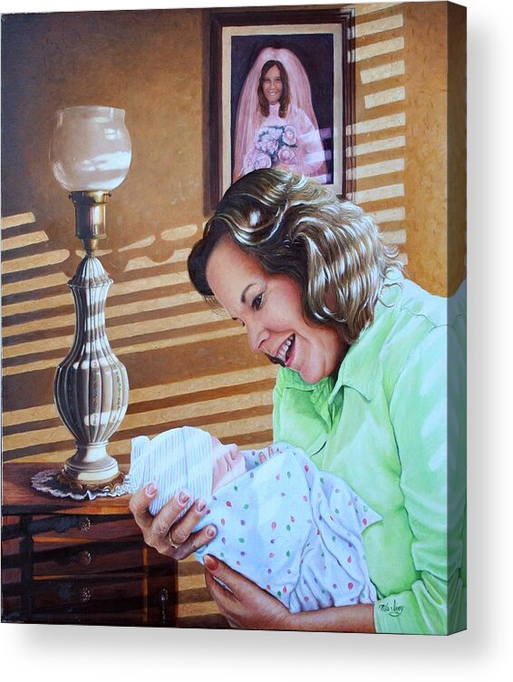 Portrait Acrylic Print featuring the painting Grandma and Granddaughter by Mike Ivey