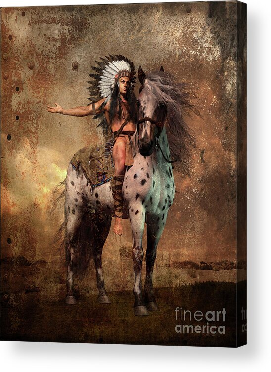 Great Spirit Chief Acrylic Print featuring the mixed media Great Spirit Chief by Shanina Conway