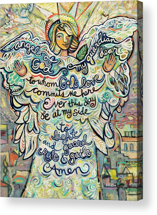 Jen Norton Acrylic Print featuring the painting Guardian Angel by Jen Norton