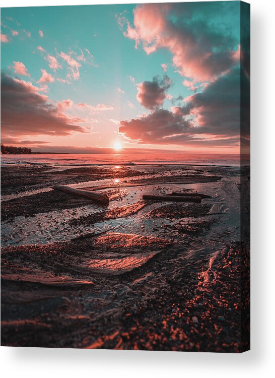 Sunset Acrylic Print featuring the photograph Hamburg Beach Sunset by Dave Niedbala