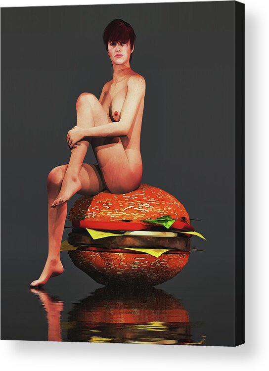Dream Acrylic Print featuring the painting Hamburger by Jan Keteleer