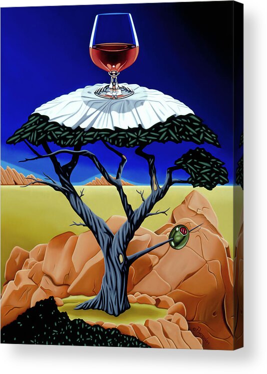 Cypress Tree Acrylic Print featuring the painting Happy Hour at the Midreal Cypress by Paxton Mobley