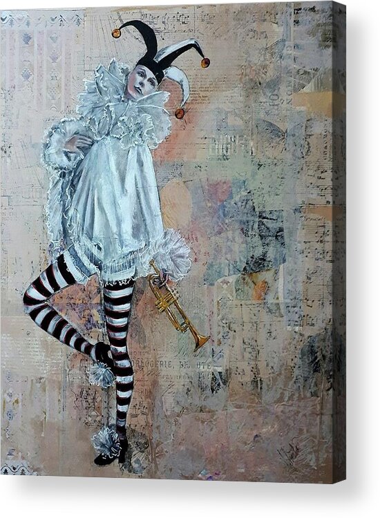 Harlequin Acrylic Print featuring the painting Harlequin by Almeta Lennon