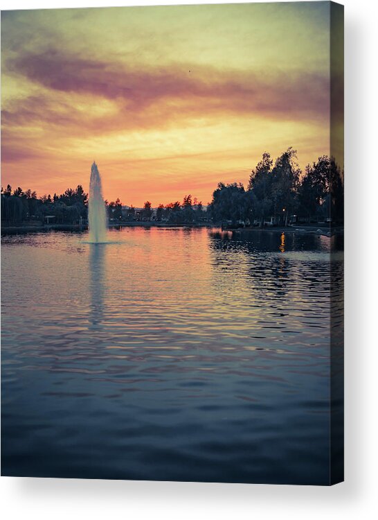 California Acrylic Print featuring the photograph Harveston Lake Sunset 2016 by Adam Rainoff