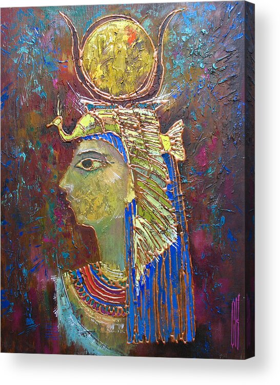 Hathor Acrylic Print featuring the painting Hathor. Goddess of Egypt by Valentina Kondrashova