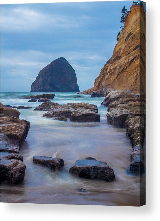 Oregon Acrylic Print featuring the photograph Haystack Rock in Color by Jedediah Hohf