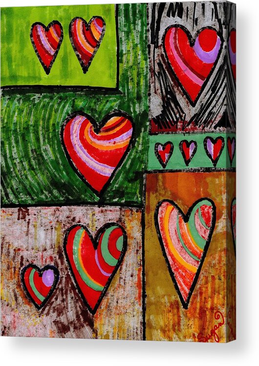 Abstract Acrylic Print featuring the drawing Heartcase by Brenda Adams