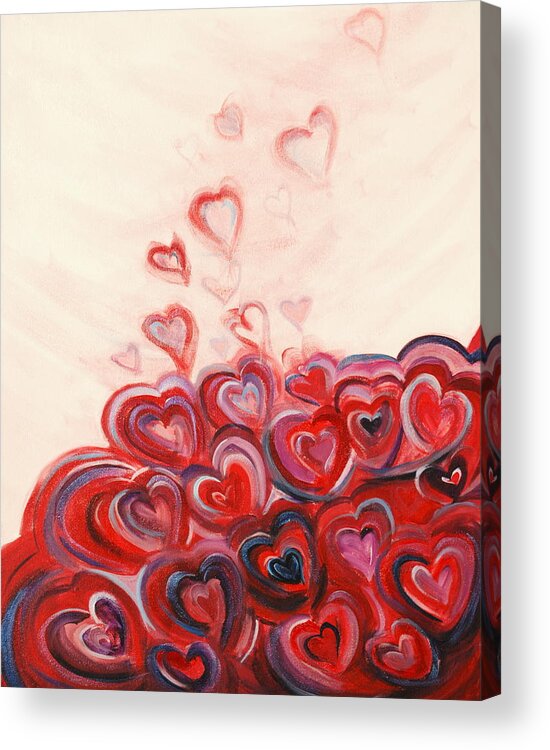 Hearts Acrylic Print featuring the painting Hearts Given to God by Deb Brown Maher