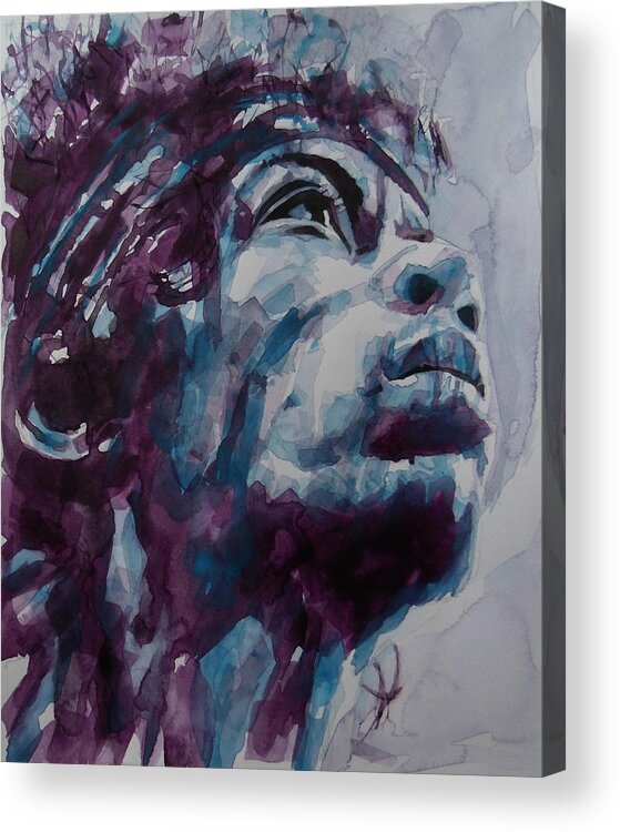 Jimi Hendrix Acrylic Print featuring the painting Hendrix Woodstock by Paul Lovering