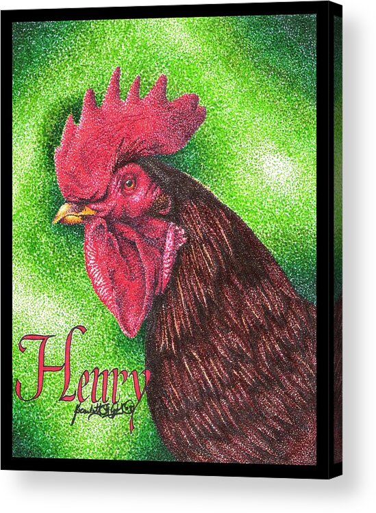 Rooster Acrylic Print featuring the drawing Henry by Scarlett Royale
