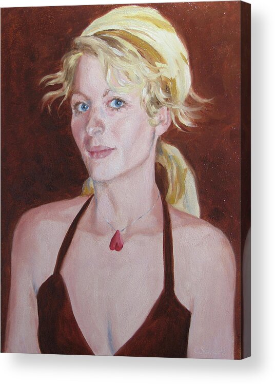 Portrait Acrylic Print featuring the painting Her Accessible Heart by Connie Schaertl