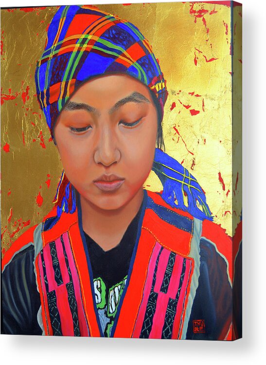 Portrait Painting Acrylic Print featuring the painting Her Story by Thu Nguyen