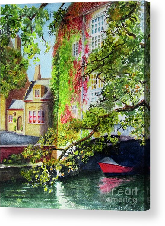 Bruges Acrylic Print featuring the painting Hiding by Karen Fleschler