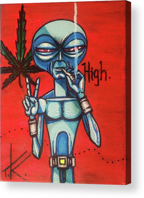 High Acrylic Print featuring the painting High alien by Similar Alien