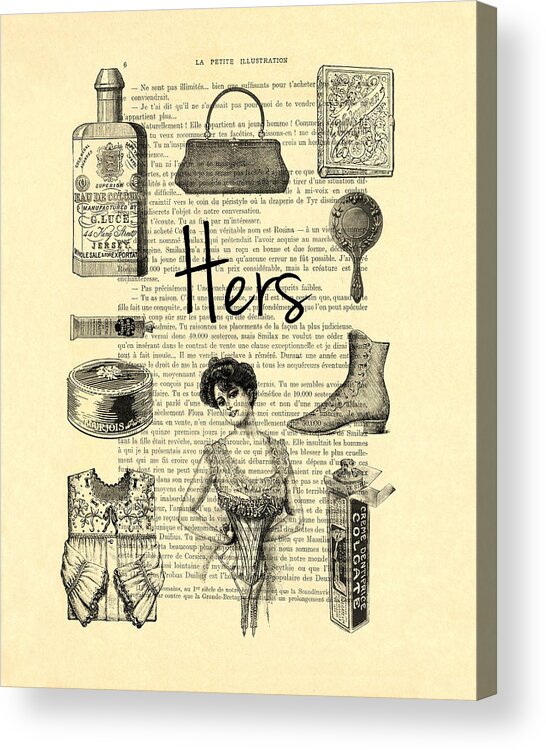 Her Acrylic Print featuring the digital art His and hers, lady bathroom art by Madame Memento