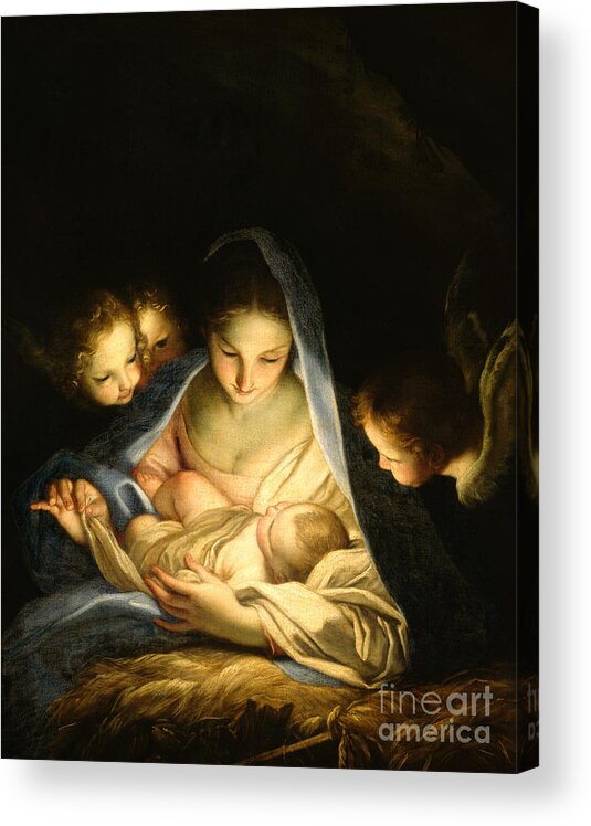 Virgin And Child Acrylic Print featuring the painting Holy Night by Carlo Maratta