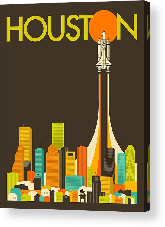 Houston Acrylic Print featuring the digital art Houston Skyline by Jazzberry Blue