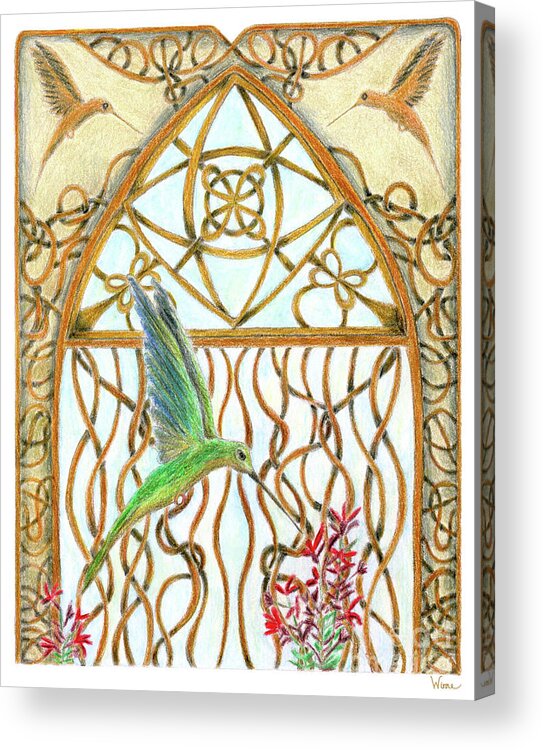 Lise Winne Acrylic Print featuring the painting Hummingbird Sanctuary by Lise Winne