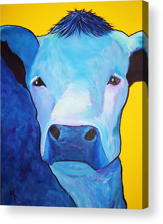 Cow Acrylic Print featuring the painting I Am So Blue by Melinda Etzold