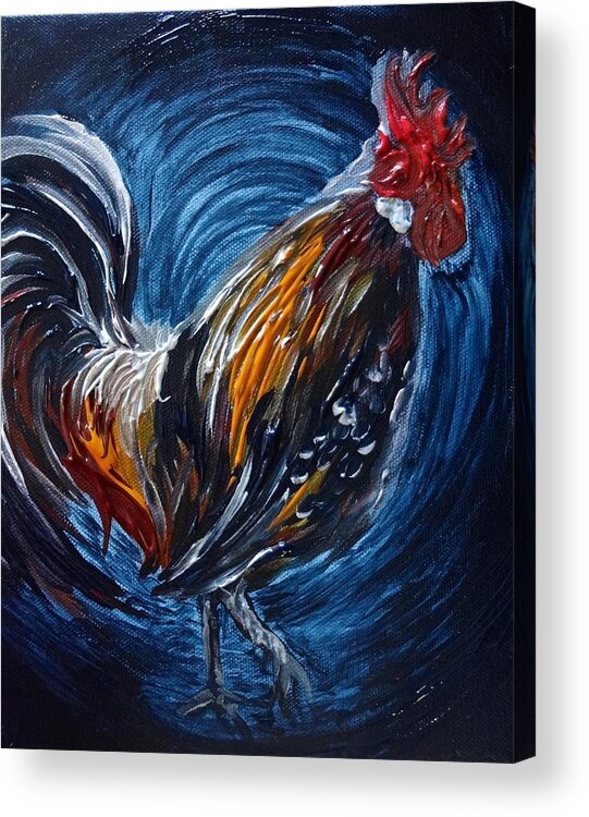 Guam Acrylic Print featuring the painting I Gayu Guam Rooster by Michelle Pier