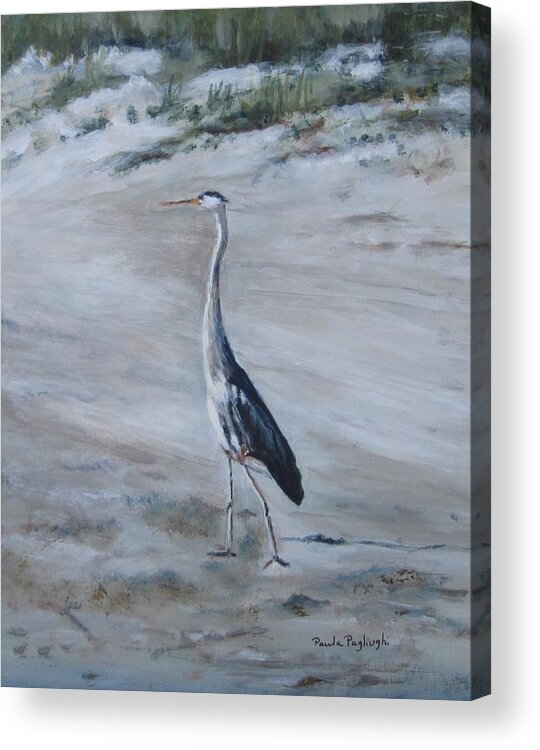 Blue Heron Acrylic Print featuring the painting I Need My Space by Paula Pagliughi