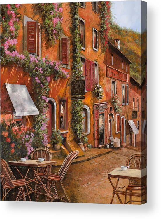 Cityscape Acrylic Print featuring the painting Il Bar Sulla Discesa by Guido Borelli