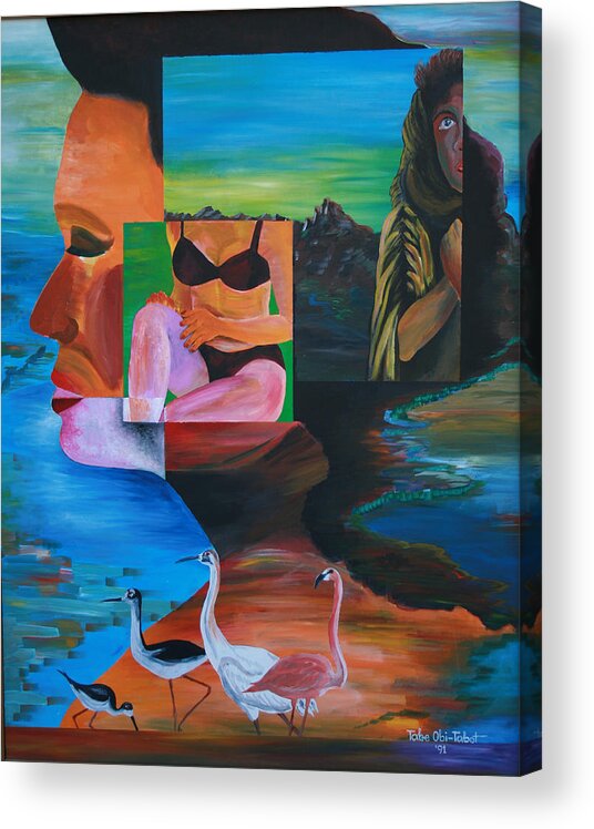 Imaginations Acrylic Print featuring the painting Imaginations by Obi-Tabot Tabe