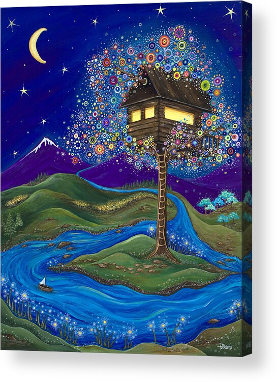 Moon Acrylic Print featuring the painting Imagine by Tanielle Childers