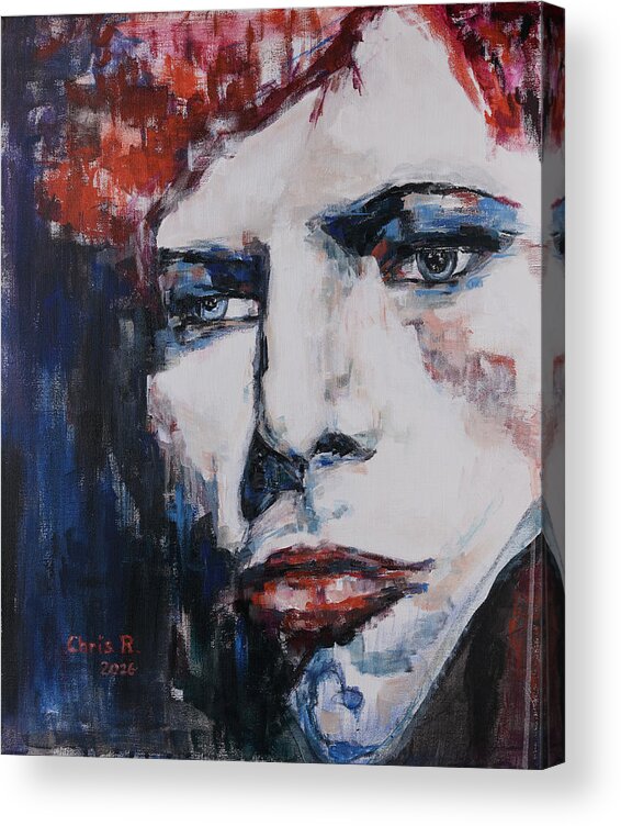 Bowie Acrylic Print featuring the painting Impression Under Pressure by Christel Roelandt