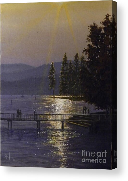 Lake Acrylic Print featuring the painting Independence point, Lake Coeur d'Alene by Paul K Hill