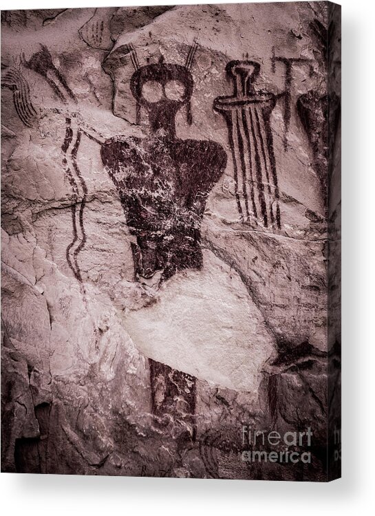  Acrylic Print featuring the photograph Indian Shaman Rock Art by Gary Whitton
