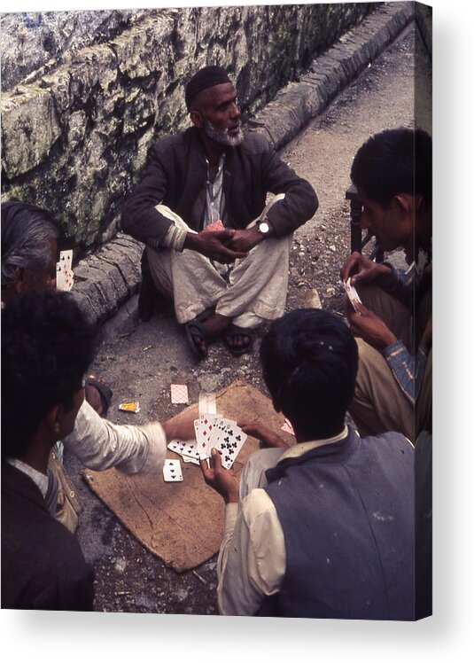 India Acrylic Print featuring the photograph Indian Street Card Game by Robert E Alter Reflections of Infinity
