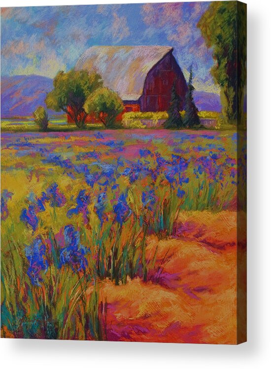 Pastel Acrylic Print featuring the painting Iris Field by Marion Rose