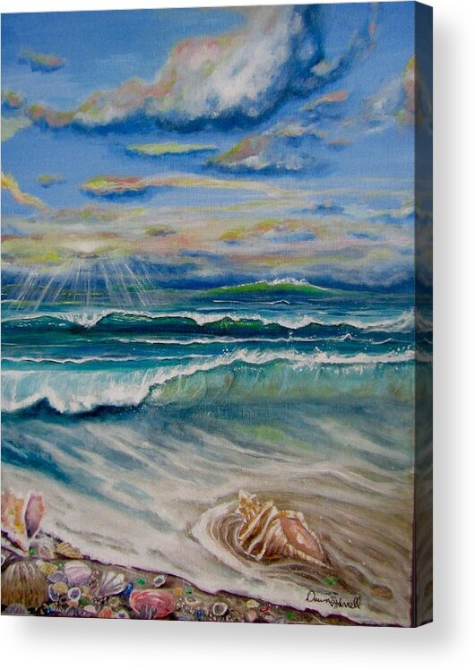 Surfart Acrylic Print featuring the painting Irma's Treasure by Dawn Harrell