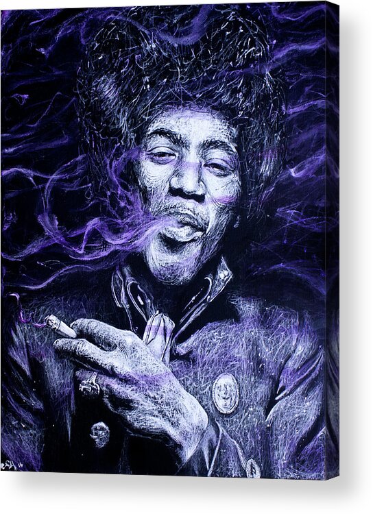 Portrait Acrylic Print featuring the painting I S C M- Purple Haze by Soler Art