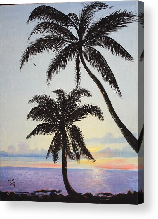 Palm Acrylic Print featuring the painting Island Palms by Mike Jenkins