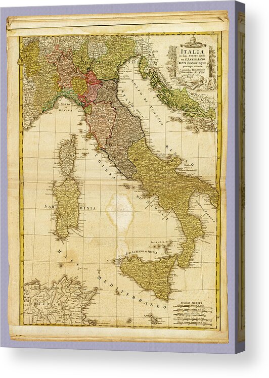 Italia Acrylic Print featuring the photograph Italia Antique 1790 Italy Map by Phil Cardamone